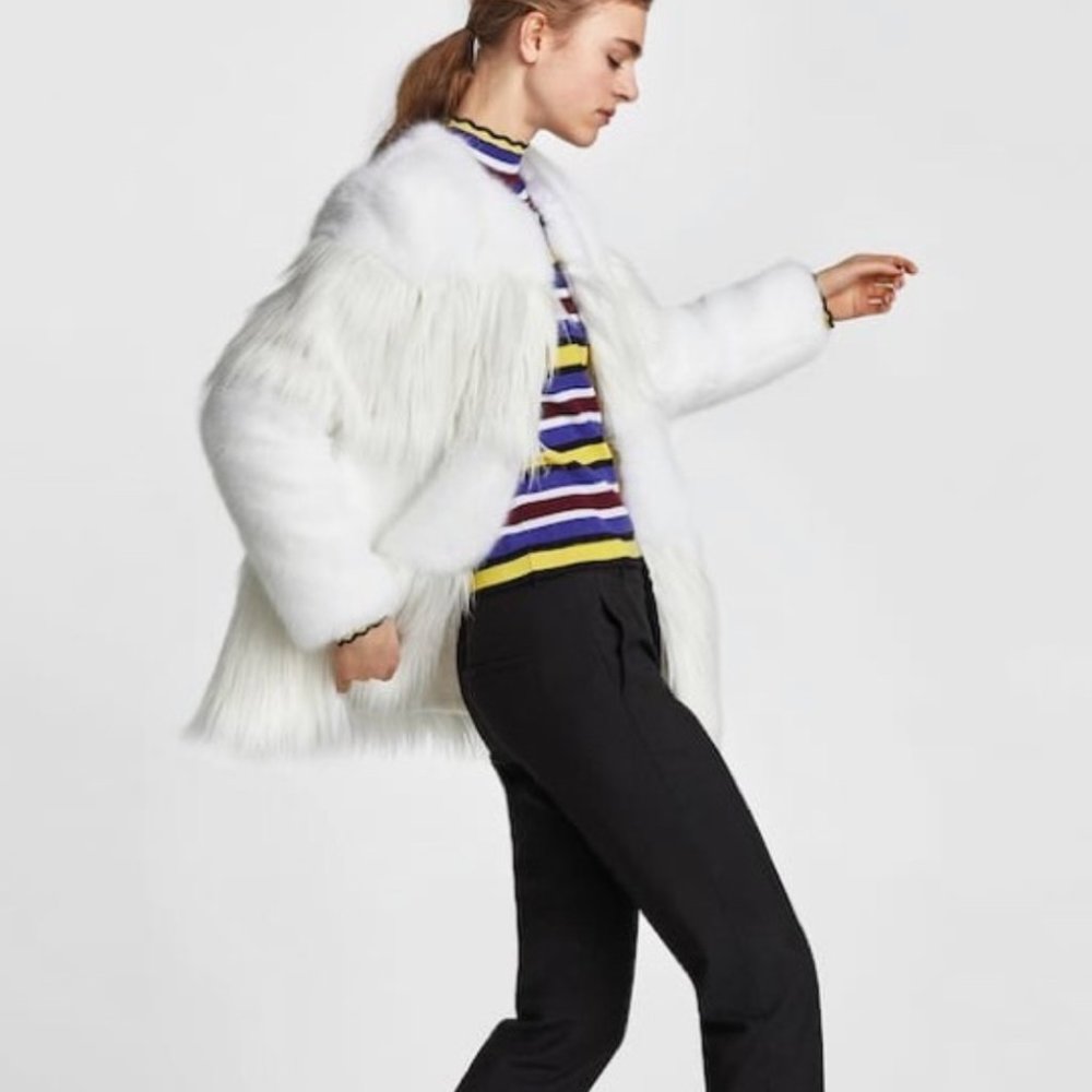 🎉 HP 🎉 NEW Zara Faux Fur White Teddy Coat - Picture 4 of 8
